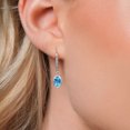 thumbnail image 3 of Gem Stone King 925 Sterling Silver Swiss Blue Topaz and Lab Grown Diamond Earrings for Women | 2.70 Cttw | Gemstone November Birthstone | Oval Checkerboard 8X6MM, 3 of 6