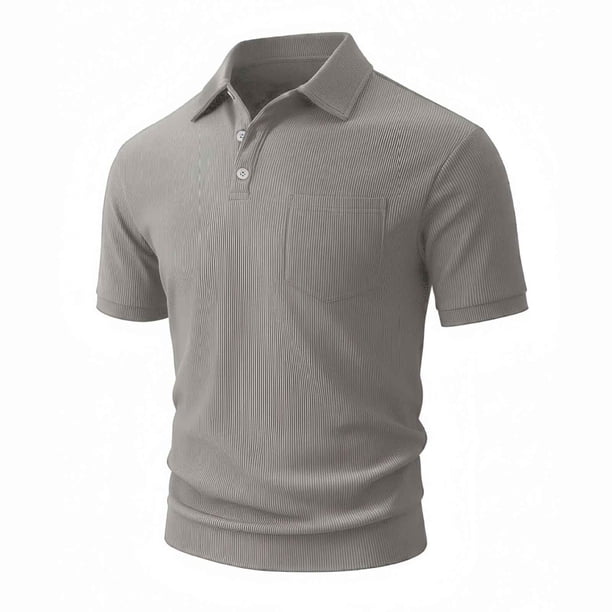 Camisas de Manga Corta de los Hombres Casual Color Sólido de Verano Solapa Superior, Suelto Ajuste Nylon Comodidad para el Exterior Diario