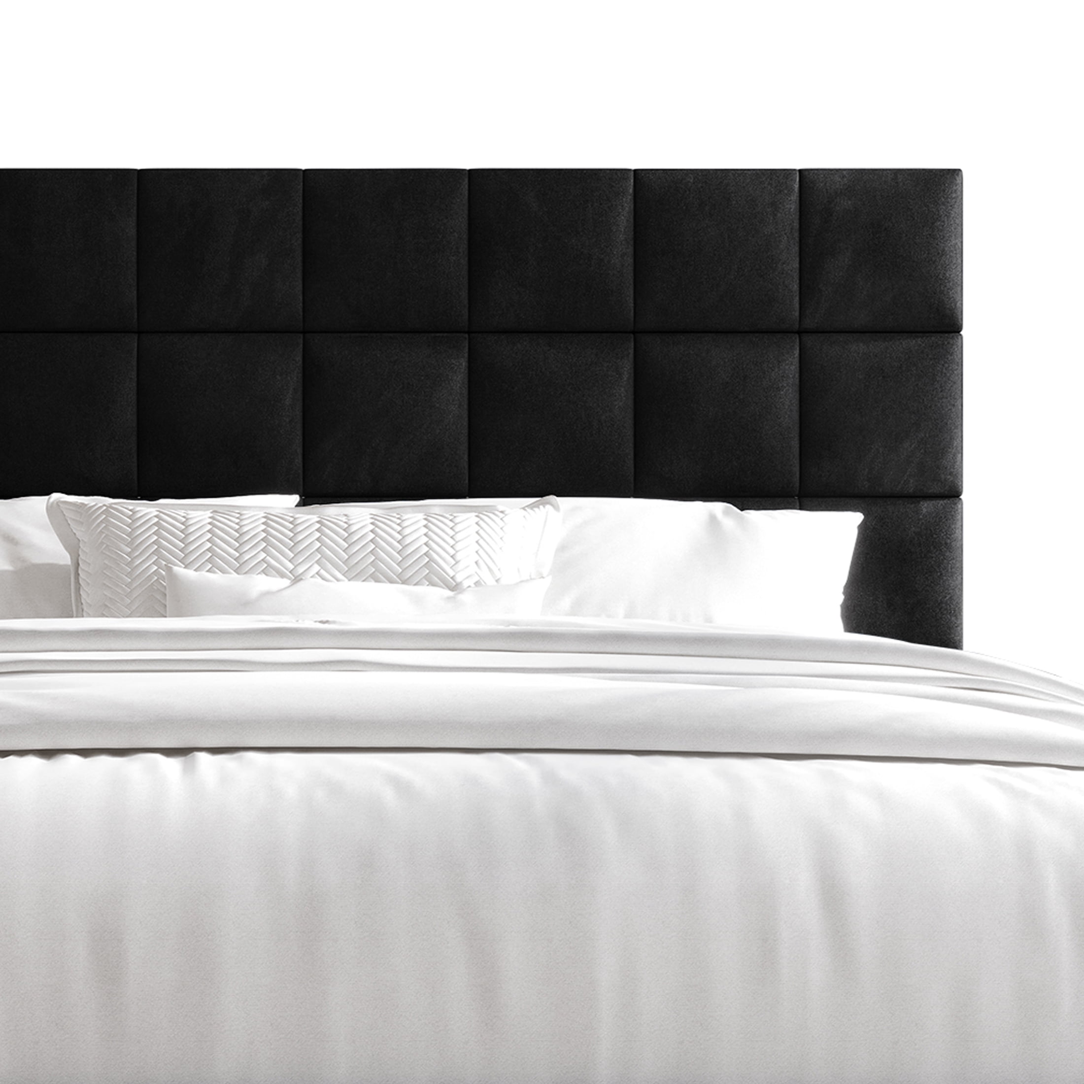 Castle Place Elegant Velvet Upholstered King Platform Bed, Black