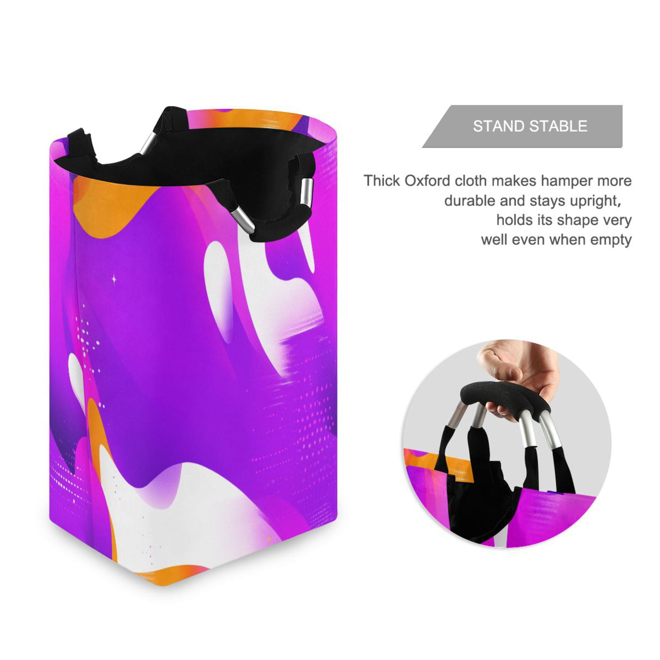 Dynamic Waves Foldable Laundry Hamper 12.6x11x22.7in with Handles for Bathroom Bedroom Storage
