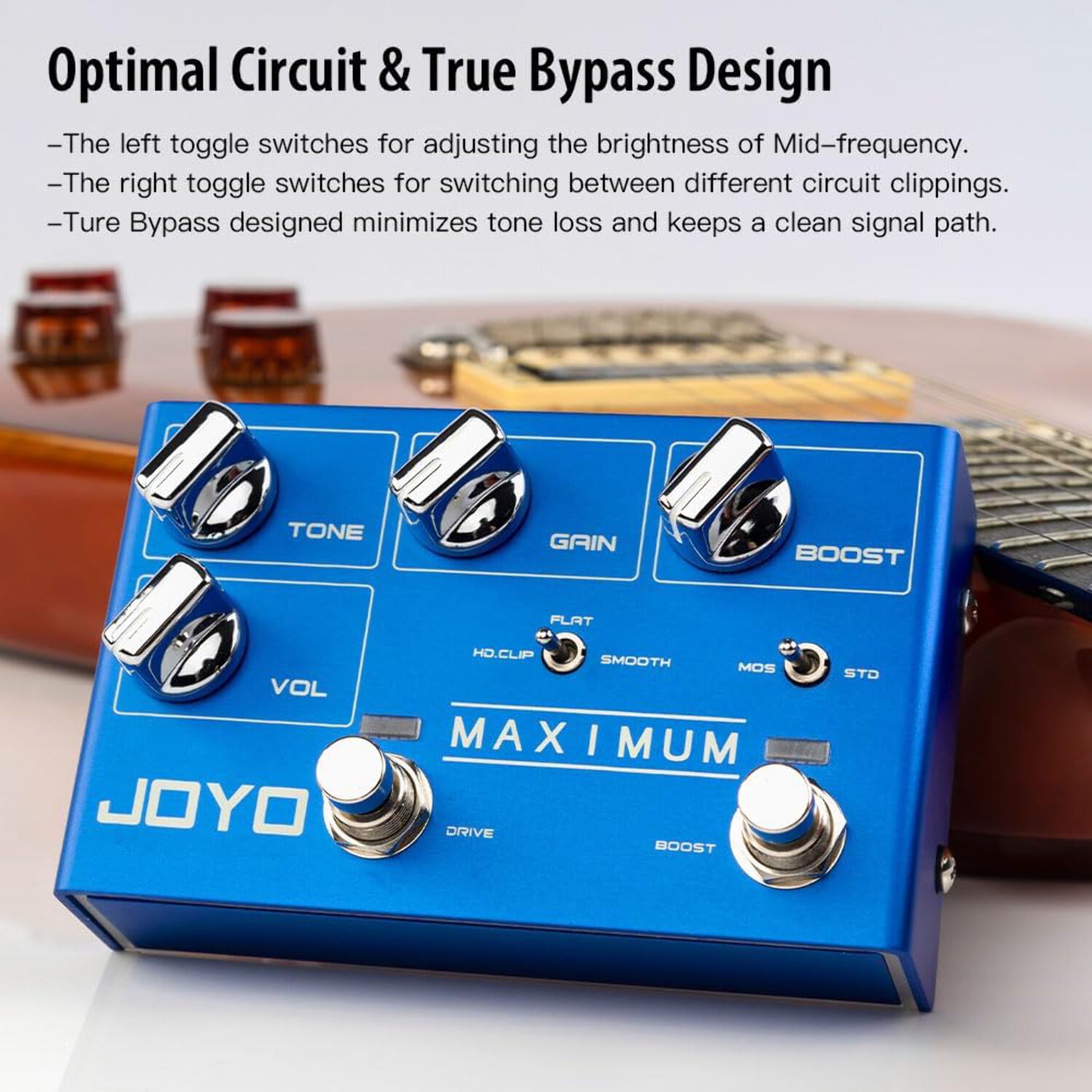 JOYO R-05 Overdrive Boost Guitar Pedal 6 Modes Pure Clean True Bypass For Guitar Bass