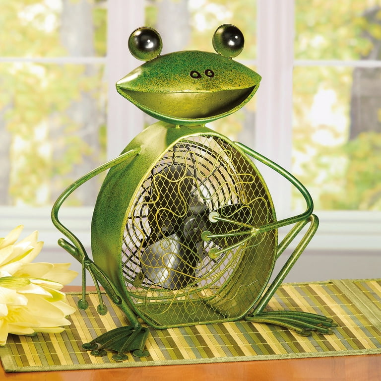 DecoFLAIR Table Fan Two-Speed Electric Circulating Fan, Green Frog