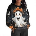 thumbnail image 4 of Yteetum Women's Halloween Sweatshirts Oversize Fleece Cute Ghost Graphic Print Crewneck Pullover Sweatshirts Tops Womens Casual Round Neck Loose Sports Long Sleeve Hoodless Sweatshirts Fall Clothes, 4 of 9