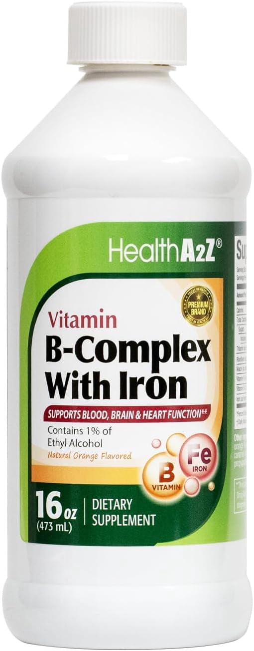 (3 pack) HealthA2Z Vitamin B12, Liquid Vitamin B Complex with Iron for Energy and Healthy Nerve Function, 16 oz