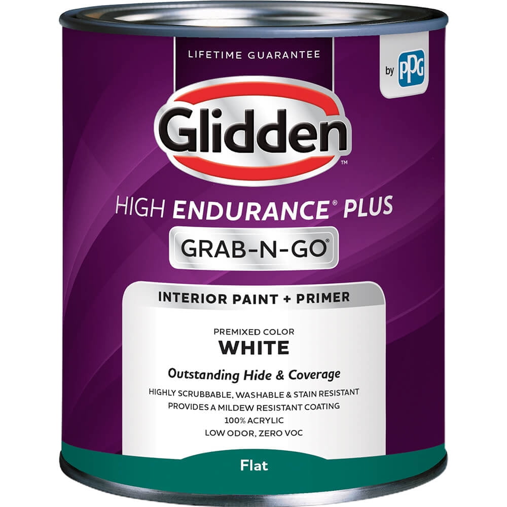 Glidden HEP Grab-N-Go Interior Paint and Primer, White, Flat, 29 Fluid Ounces