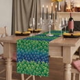 thumbnail image 6 of Peacock Feathers Cotton Linen Table Runner for Dining Kitchen, Ombre Blue Green Modern Animals Printed Wedding Outdoor Party Tablerunners, Dresser Scarf Coffee Tablecloth Runners 13x72 Inches, 6 of 8