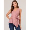 thumbnail image 3 of INSPIRE CHIC Top peplum envolvente con dobladillo asimétrico en la cintura con cuello en V sin mangas para mujer Rosa Oscuro M, 3 of 5