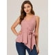 thumbnail image 3 of INSPIRE CHIC Top peplum envolvente con dobladillo asimétrico en la cintura con cuello en V sin mangas para mujer Rosa Oscuro M, 3 of 5