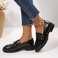 thumbnail image 6 of Pennysue Women's Patent Leather Loafers with Decorative Buckle Round Toe Chunky Heel Slip On Casual Dress Shoes for School Work Daily Wear, 6 of 6