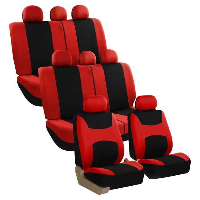 FH Group Universal Fit Car Seat Covers Flat Cloth, Split Benches for Cars, Auto, Trucks, SUV 3 Rows