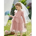 thumbnail image 4 of Arshiner Toddler Girls Tutu Dress Princess Tiered Tulle Long Sleeve Bowknot Birthday Party Dresses, 4 of 6