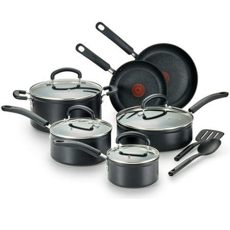 T-Fal, Excellence 12pc Set, Titanium Nonstick Dishwasher Safe Cookware, Black, (Best Titanium Camping Cookware)