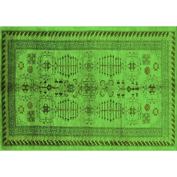 Ahgly Company Indoor Rectangle Oriental Green Industrial Area Rugs, 5' x 8'