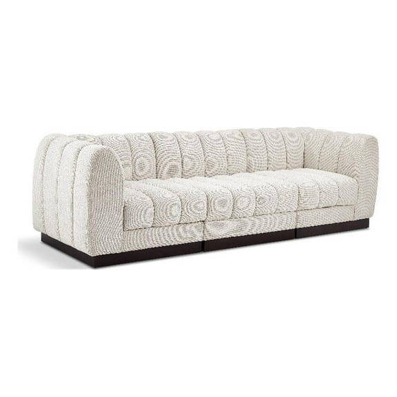 Pemberly Row 3-Piece Contemporary Fabric Modular Sofa in Cream