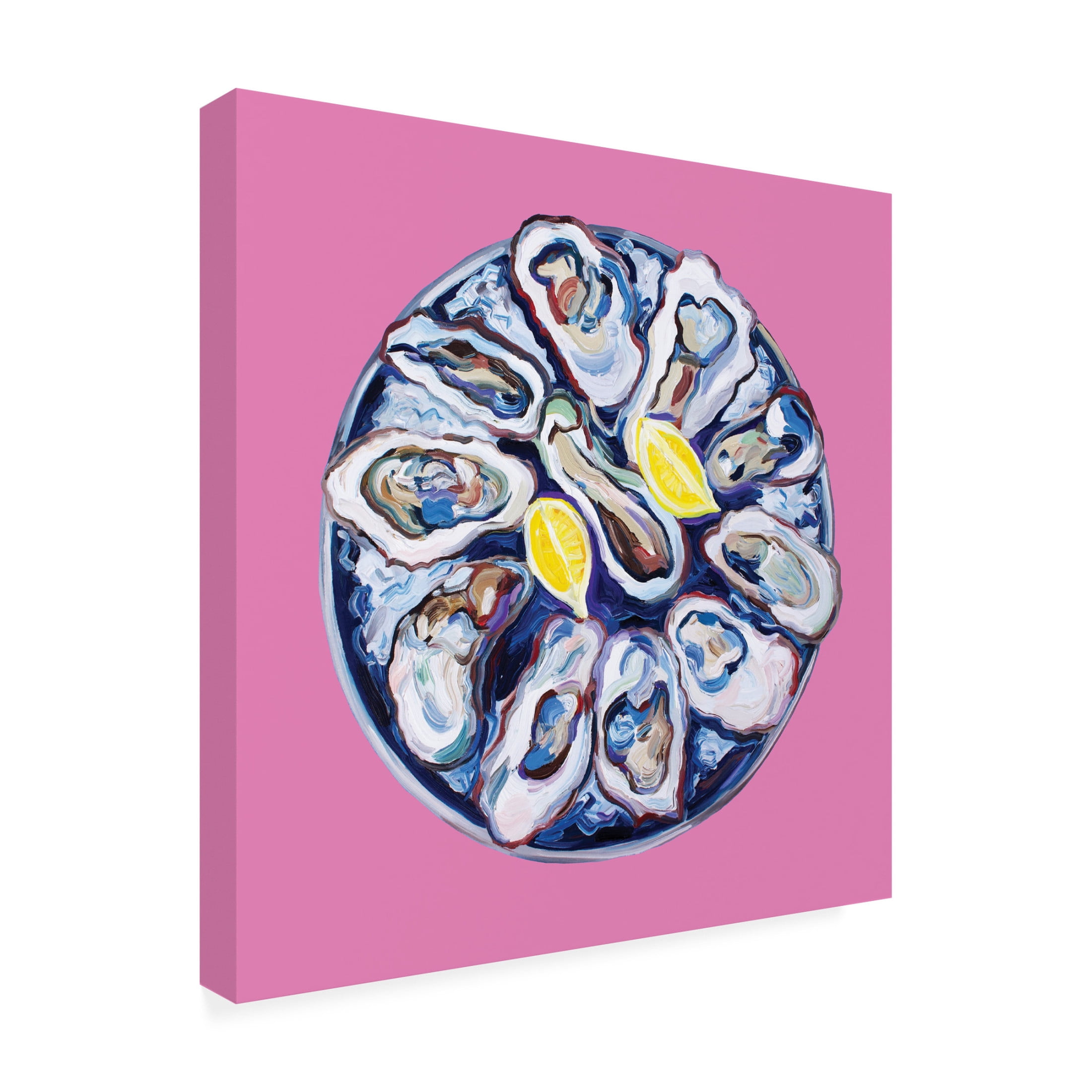 Trademark Fine Art Alice Straker  Oysters On a Plate Pink Canvas Wall Art