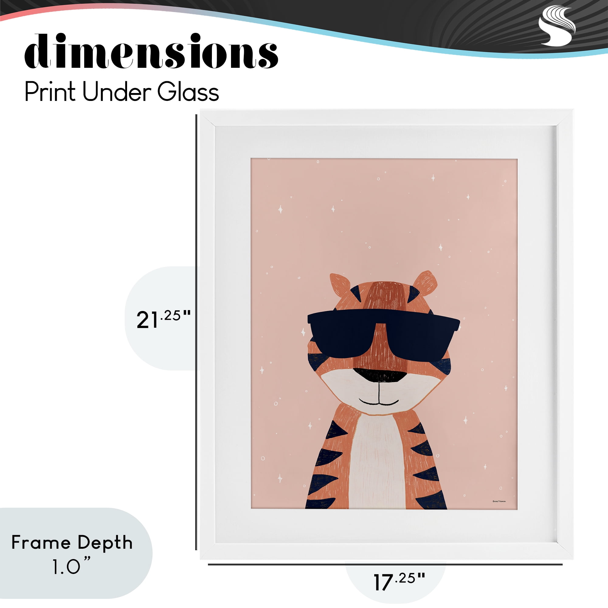 Stupell Industries Cool Tiger in Sunglasses White Framed Print Under Glass, design by Rachel Nieman