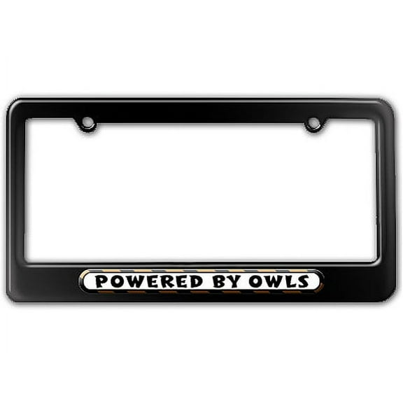 Powered By Owls License Plate Frame