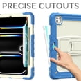 thumbnail image 5 of Case for iPad Pro 13 2024, Military Grade Protective Silicone PC Cover with Screen Protector & Adjustable Kickstand & Shoulder Strap & Pencil Holder & 3-layer Protection, Skyblue+Beige, 5 of 8