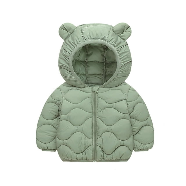 MIASHUI Manteaux d'Hiver Filles Garçons Manteau en Duvet à Capuche avec Oreilles d'Ours Épais Chaud, Vert, 4-5 Ans