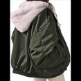 thumbnail image 3 of Chaqueta Reversible Y2k con Capucha y Cremallera para Mujer, Abrigo de Invierno de Forro y Piel, Ropa Coreana Cutecore Verde L, 3 of 7