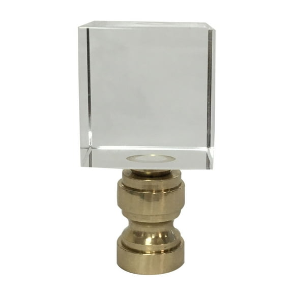 Royal Designs, Inc. Cube K9 Crystal Finial for Lamp Shade, F-5041C-1, Polished Brass, Single