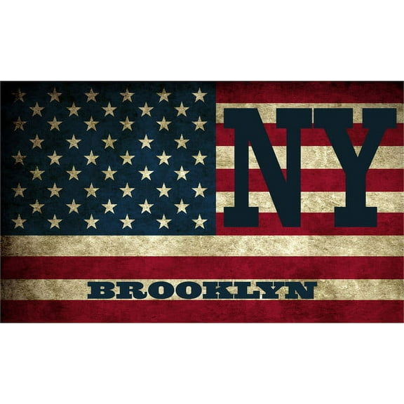 Brooklyn NY New York Kings County Vintage US Flag Decal Bumper Sticker 3M Vinyl 3" x 5"