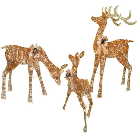 set of 3 light up pvc vine deer family 48 quot buck 36 quot doe light up deer family