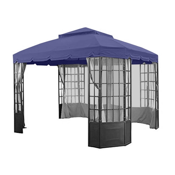 Garden Winds Replacement Canopy Top Cover for the Bay Window Gazebo - True Navy