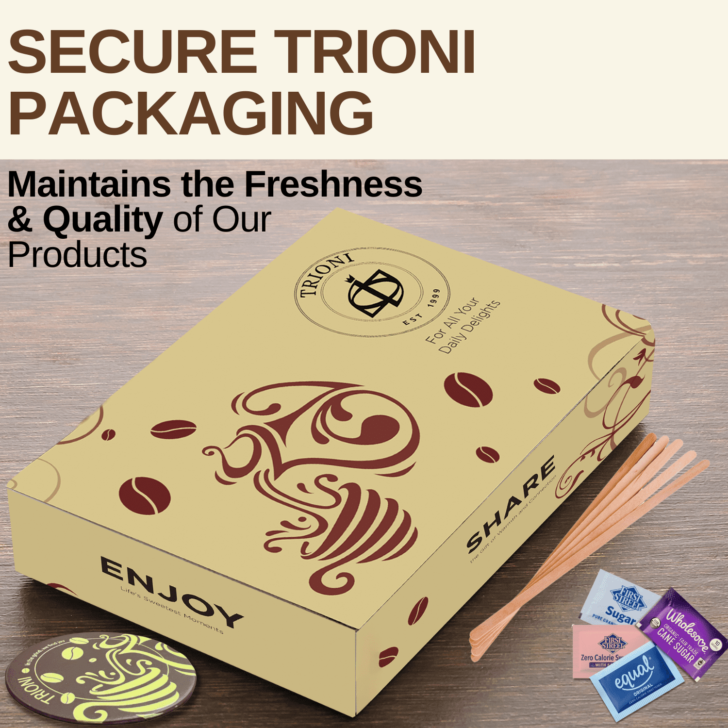 Sugar Packets and Sweetener Packets Assortment  - 421 ct of Raw, Cane, Wholesome Organic, Equal, Splenda and Saccharin Bundle Pack by TRIONI