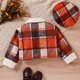 thumbnail image 5 of Abrigo De Invierno Para Niños Pequeños, Chaquetas De Abrigo Para Niñas, Moda Para Niños, Cuello De Lana De Retazos A Cuadros Cálidos Con Sombrero, Chaqueta, Abrigo Rojo Odeerbi LM103-5142, 5 of 7