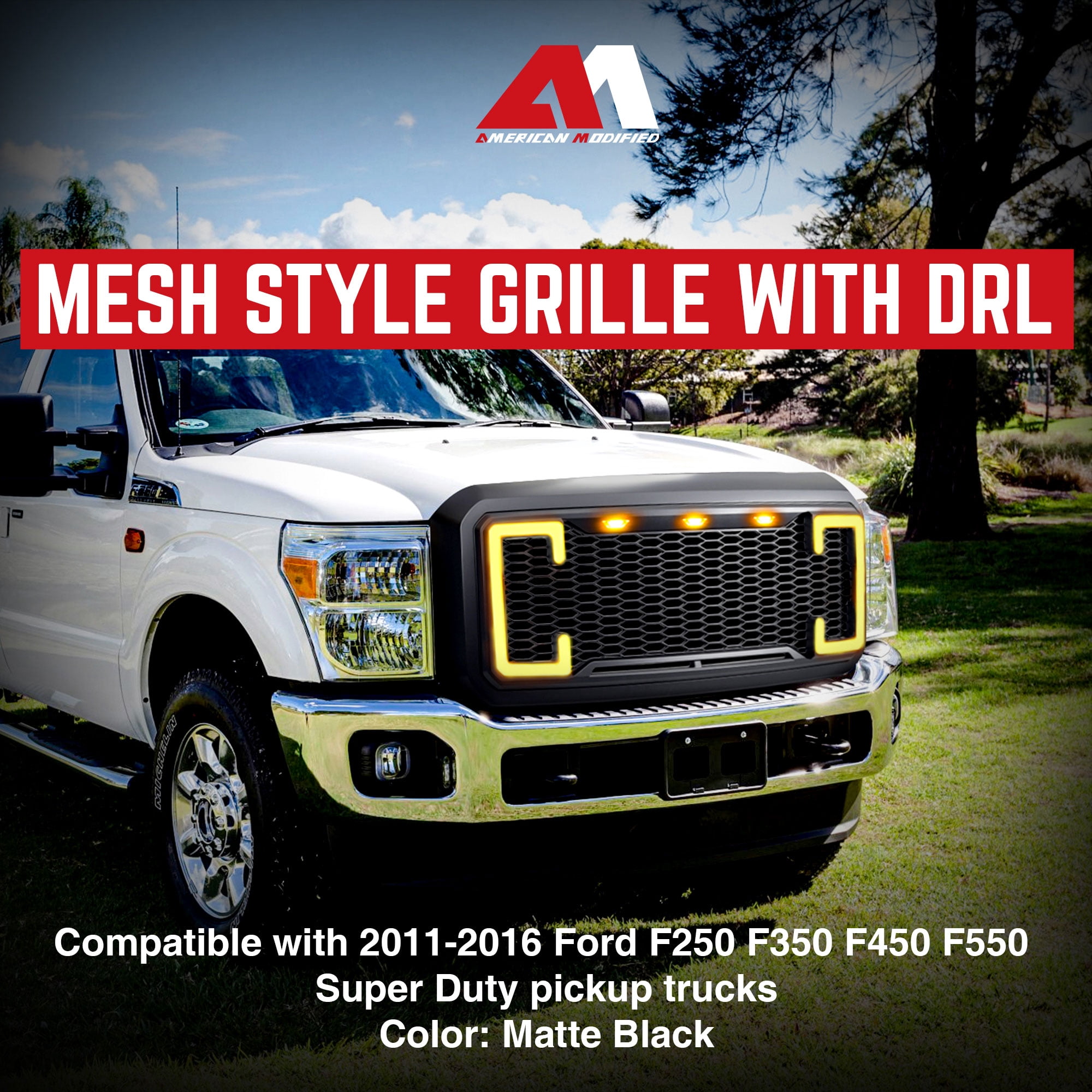 AMERICAN MODIFIED Raptor Style Mesh Grille for 11-16 Ford F250/350/450/550