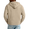 thumbnail image 6 of DPTALR Men's Casual Solid Color Long Sleeve Half-Zip Drawstring Hooded Sweatshirt with Pocket,Khaki,Big and Tall Men XL, 6 of 7