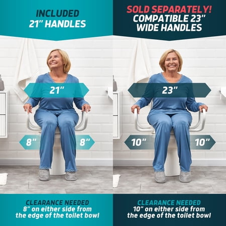 Lunderg Solva Raised Toilet Seat with Handles - Elongated - Easy to Install Toilet Seat Risers for Seniors - Adds 3 Inches & Works Like the one You Always Use - Elegant design - No Hospital Vibe