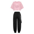 thumbnail image 2 of Hansber Kids Girls Hip Hop Clothes Crop Top with Harem Pants Set 2 Piece Workout Outfits Jazz Street Pink 16, 2 of 5