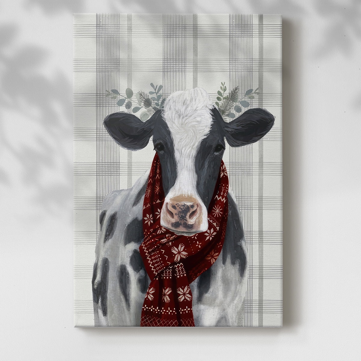 Yuletide Cow I- Gallery Wrapped Canvas