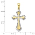 thumbnail image 3 of FB Jewels 10K White and Yellow Two Tone Gold Diamond-cut Reversible Cross Two-Color Pendant, 3 of 4