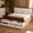 White+Walnut, variant on Advwin Farmhouse Queen Size Bed Frame with Headboard, Storage Bench & LED Light Strip, Wooden Platform Bed with 3 Drawers & 2 Flip-Top Compartments, No Box Spring Needed, Rustic Brown