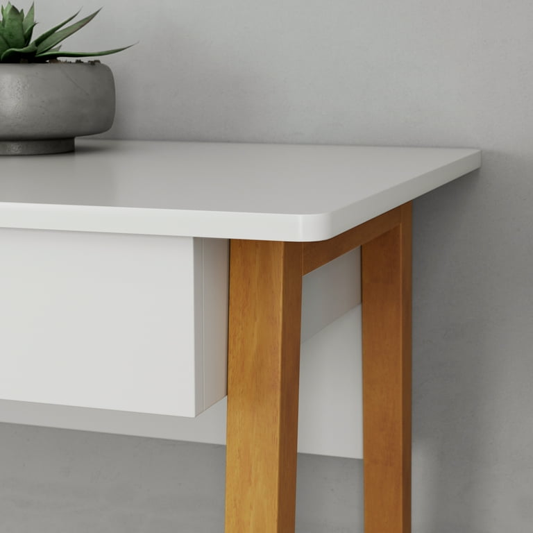 Nathan james telos home office computer desk with drawer white modern finish cheap and light wood legs