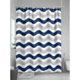 thumbnail image 5 of Shower Curtain Navy Blue Water Ripples Bathroom Curtains with Hooks, Waterproof Fabric Striped Bath Shower Curtains Set for Bathroom Bathtubs Decor 36x72 Inch, 5 of 8
