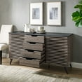thumbnail image 3 of Walker Edison Modern Sliding Slat Door Sideboard, Ebony and Slate Grey, 3 of 10