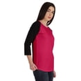thumbnail image 4 of Inkmeso T-Shirt Raglan à Blocs de Couleur pour Femmes à Manches Trois-Quarts, T-Shirt de Baseball, Haut de Maillot de Sport Décontracté, 4 of 8