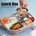 thumbnail image 2 of 4‑Grid Portable Bento Box,Stainless Steel Lunch Box,the Lid Contains Spoons and Chopsticks,Food Storage Container for Adult[Pink], 2 of 9