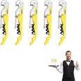 thumbnail image 1 of Wine Bottle Opener,Corkscrew Wine Opener,Wine Key for Servers Bartenders, 3 in 1 Stainless Steel Double Hinged Cork Screw (5, Yellow), 1 of 7