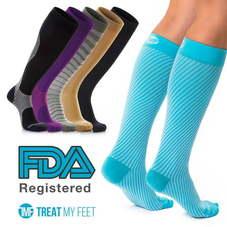 Compression Socks for Men & Women - Graduated Knee-High compression Stockings relieve calf, leg, & foot pain FDA Registered, Nurse and Runner recommended - S, M, L, &