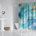 thumbnail image 2 of Blue and Gold Marble Wavy Veins Pattern Shower Curtain 72"x72" ,Bathroom Decorative Shower Curtains Set with 12 Hooks,Modern Waterproof Washable Shower Curtain, 2 of 6