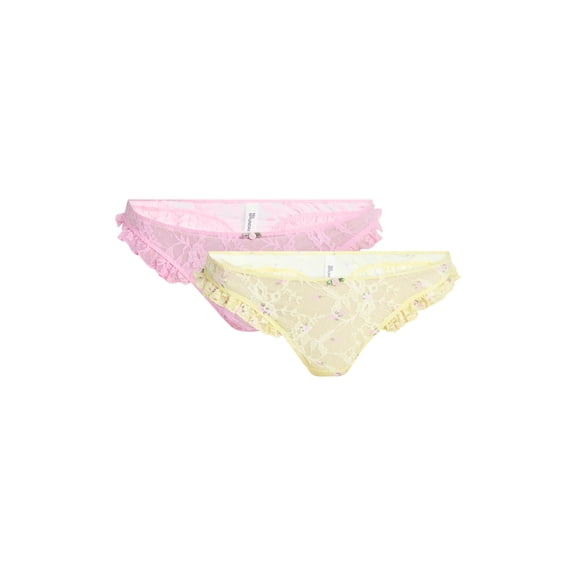 No Boundaries Lace Thong Panties, 2-Pack, Women's XS-XXXL