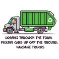 thumbnail image 1 of Dump Vehicle with Zebra Riding and the Phrase Driving Through The Town Picking Cans Up Off The Ground Garbage Trucks for Kid's Bedroom Wall Decoration - Garbage Truck with Cute Animal Inside Artwork f, 1 of 5