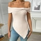 thumbnail image 5 of Blusas para Mujeres Casual Color Sólido de un Hombro Delgado Dividido, Arco Detalle Poliéster Elastano Superior, 5 of 7