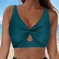 thumbnail image 2 of vigerkar Bikini Tops for Women Tankini Tops Beach Padded Knot Twist Cut Out Adjustable Swimwear Top Only Dark Green, L, 2 of 8