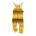 thumbnail image 3 of Odeerbi Teen Girls Summer Jumpsuit Striped Bib Overalls Casual Sleeveless Rompers Long Pants with Pockets 5-14 Years Yellow, 3 of 5